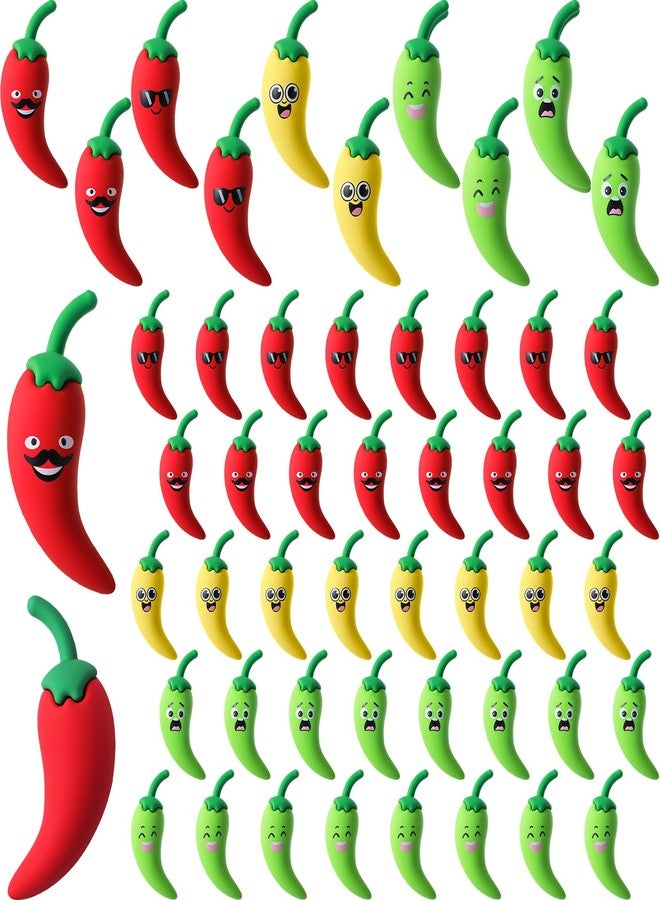 Vertintong 50 Pcs Mini Chili Pepper Figurines to Chili Festival Party Little Fake Hot Peppers Figures Small Jalapenos Statue for Spicy Cook Off Decorations Kitchen Table Decor Gifts School Prizes - Image 1